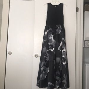 Black and gray floral formal gown